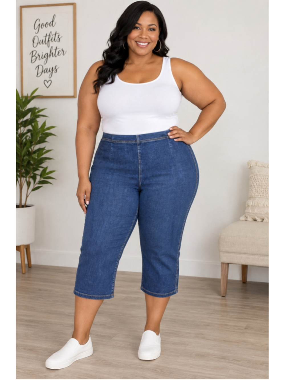 White Stag Blue Denim Capri Pants Women’s Plus Size 22